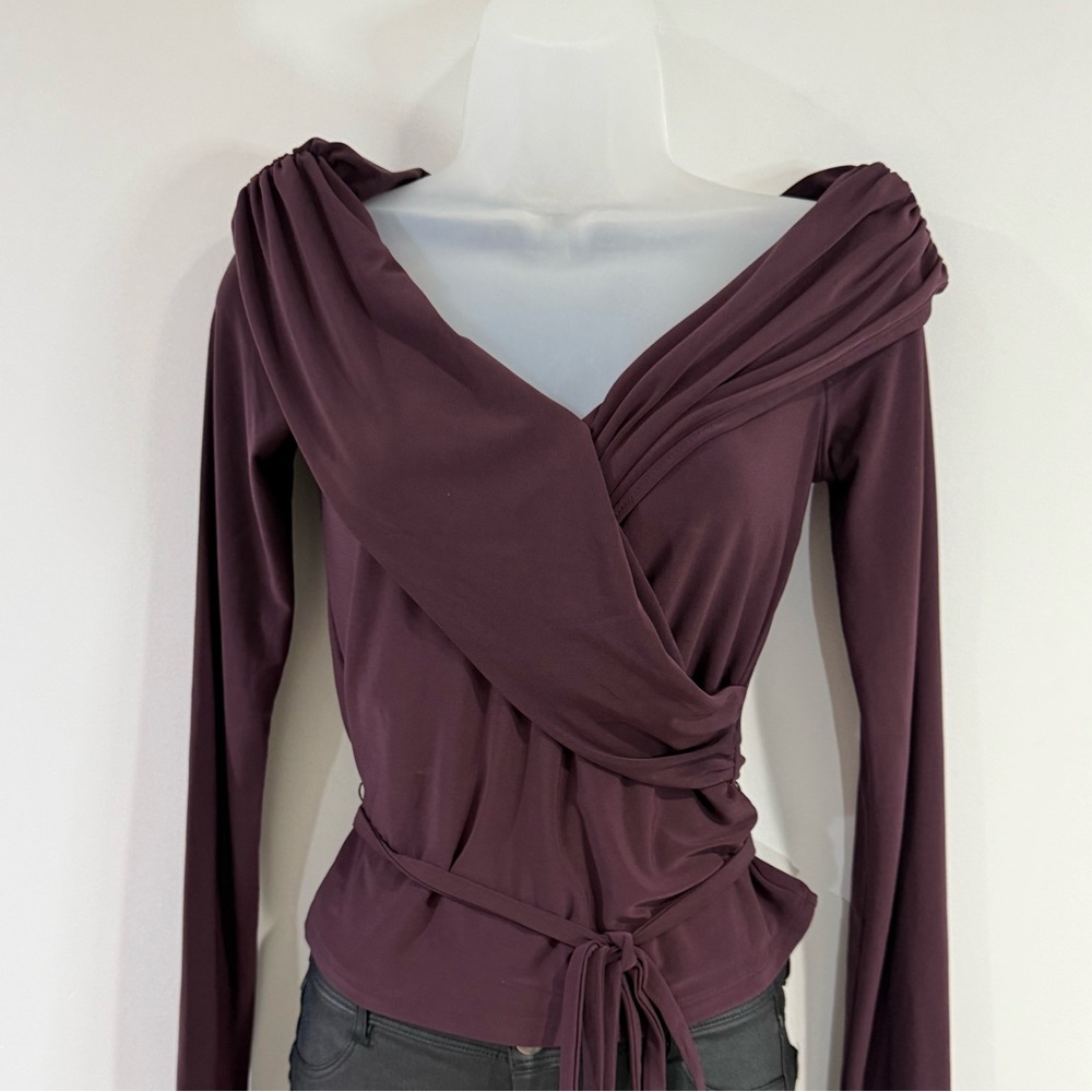 Elegant Wrap-Style Top in Deep Purple